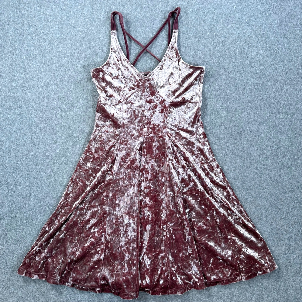 American Eagle Outfitters Crushed Velvet Strappy Mini Dress Size XXS Purple